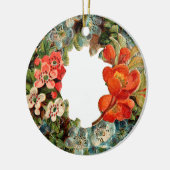 古いファッションドクリスマスフラワーリース セラミックオーナメント (左)