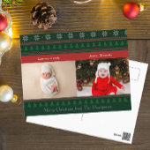 古いファッションドクリスマスレッドグリーン2子供の写真 ポストカード