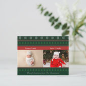 古いファッションドクリスマスレッドグリーン2子供の写真 ポストカード (スタンド正面)