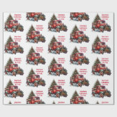 古いファッションドクリスマスヴィンテージ赤トラック ラッピングペーパー (フラット)