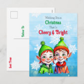 古いファッションドクリスマス小妖精や小人陽気で明るい シーズンポストカード (正面/裏面)