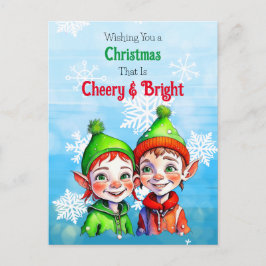 古いファッションドクリスマス小妖精や小人陽気で明るい シーズンポストカード