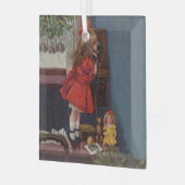 古いファッションドクリスマス電話 ガラスオーナメント (正面左)