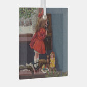 古いファッションドクリスマス電話 ガラスオーナメント (正面右)