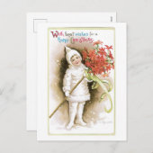 古いファッションドクリスマス シーズンポストカード (正面/裏面)