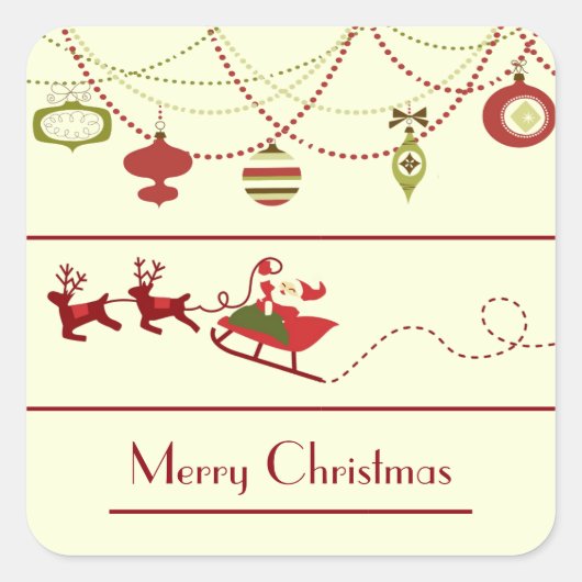 古いファッションドクリスマス – 四角ステッカー スクエアシール (正面)