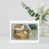 古いファッションドクリスマス、少女は夢を見ている シーズンポストカード (スタンド正面)