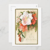 古いファッションドクリスマス、花 シーズンポストカード (正面/裏面)