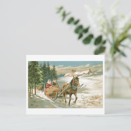 古いファッションドクリスマス、馬ぞり シーズンポストカード (スタンド正面)