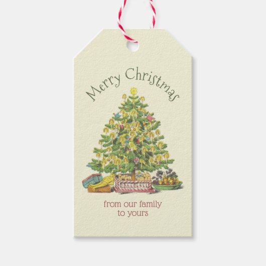 古いファッションドクリパーソナライズされたスマス ギフトタグ (正面)