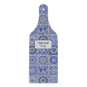 古いファッションドタイル – 青と白 – 独自の文字 カッティングボード (正面)