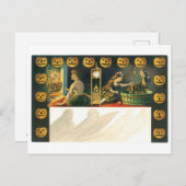 古いファッションドハロウィーン、カボチャ ポストカード (正面/裏面)