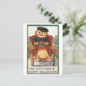 古いファッションドハロウィーン、パンプキンドライバー ポストカード (スタンド正面)