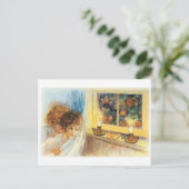 古いファッションドハロウィーン、女の子は魔女に会う ポストカード (スタンド正面)