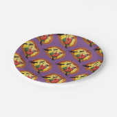 古いファッションドハロウィーン、魔女、黒猫とフクロウ ペーパープレート (アングル)