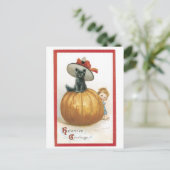 古いファッションドハロウィーン、魔猫 ポストカード (スタンド正面)