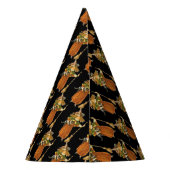 古いファッションドハロウィーン、黒猫と魔女の少女 パーティーハット (裏面)