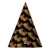 古いファッションドハロウィーン、黒猫と魔女の少女 パーティーハット (左)