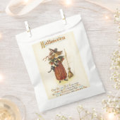 古いファッションドハロウィーン、黒猫と魔女の少女 フェイバーバッグ (クリップ留めされた状態)