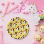 古いファッションドハロウィーン、黒猫と魔女の少女 ペーパープレート (パーティー)