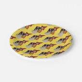 古いファッションドハロウィーン、黒猫と魔女の少女 ペーパープレート (アングル)