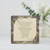 古いファッションドフローラブーケのダマスクフレーム 招待状 (スタンド正面)