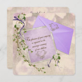 古いファッションドフローラ結婚式招待状 招待状 (正面/裏面)