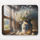 古いファッションドミルク缶とデイジー マウスパッド (正面)