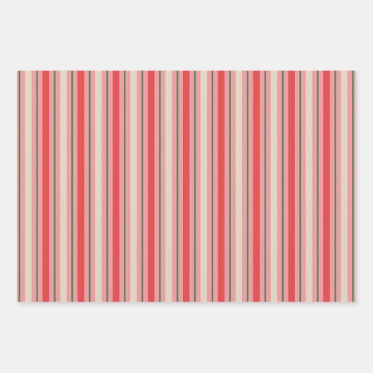 古いファッションドレトロクリスマスストライプパタンピンク ラッピングペーパーシート (正面)