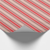 古いファッションドレトロクリスマスストライプパタンピンク ラッピングペーパー (角)
