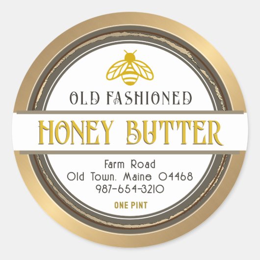 古いファッションドレトロハニーバターとビー ラウンドシール (正面)