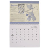 古いファッションドヴィンテージキルトパターンブロック カレンダー (3月 2026)