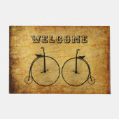 古いファッションドヴィンテージ自転車カップル歓迎 ドアマット (正面)