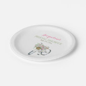 古いファッションドヴィンテージ自転車バスケットピンクのバラ ペーパープレート (アングル)