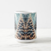 古いファッションド列車とヴィンテージの冬のシーン コーヒーマグカップ (中央)