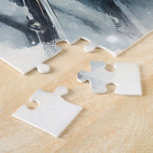 古いファッションド列車とヴィンテージの冬のシーン ジグソーパズル (側面)