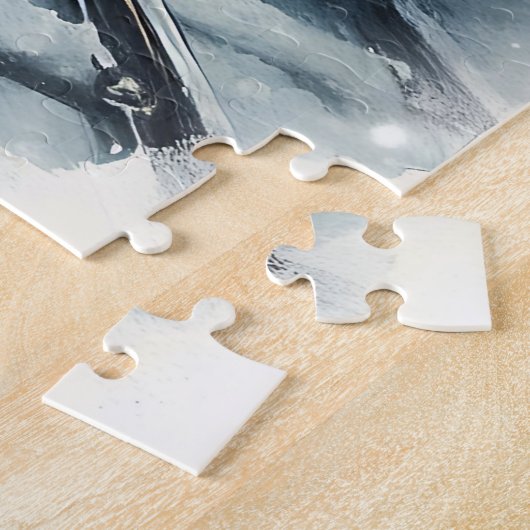 古いファッションド列車とヴィンテージの冬のシーン ジグソーパズル (側面)