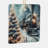 古いファッションド列車とヴィンテージの冬のシーン セラミックオーナメント (右)