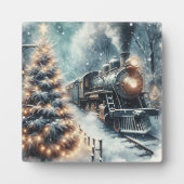 古いファッションド列車とヴィンテージの冬のシーン フォトプラーク (正面)
