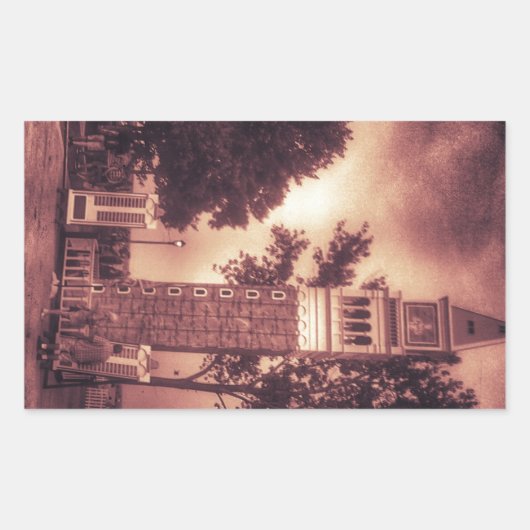 古いファッションド塔 長方形シール (正面)