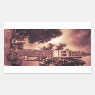 古いファッションド塔 長方形シール