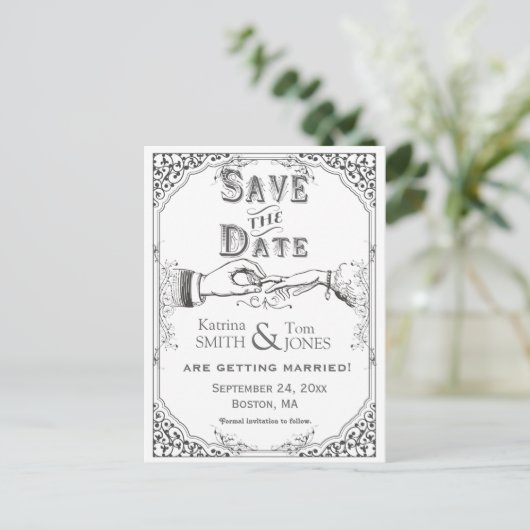 古いファッションド式ビクトリアン日付を保存 案内ポストカード (スタンド正面)