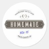 古いファッションド手作り愛の手書き日付 ラウンドシール (正面)