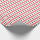 古いファッションド赤面ピンクと緑のストライプ ラッピングペーパー (角)