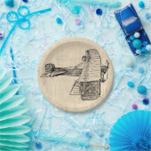 古いファッションド飛行機 ペーパープレート (パーティー)