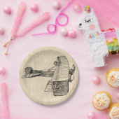 古いファッションド飛行機 ペーパープレート (パーティー)