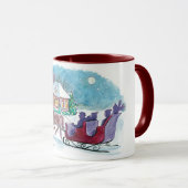 古いファッションド馬とそりのクリスマス マグカップ (正面右)