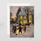 古いファッションヴィンテージクリスマス シーズンポストカード (正面/裏面)