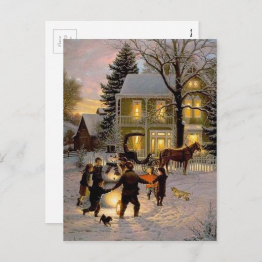 古いファッションヴィンテージクリスマス シーズンポストカード (正面/裏面)