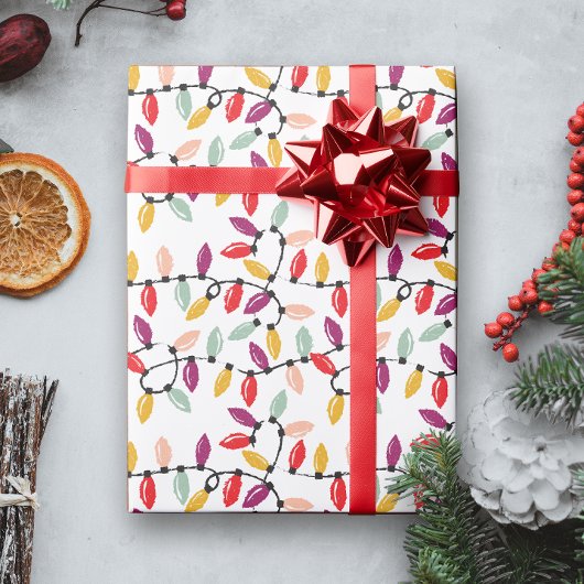 古いファッション電球のクリスマスライトストリング ラッピングペーパー